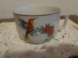Tea cup  , czech MCP  ,  with bird motif  , 9 x 6 cm + handle