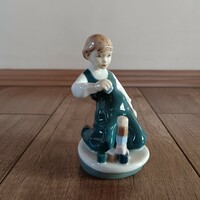 Old royal dux checker boy porcelain figurine