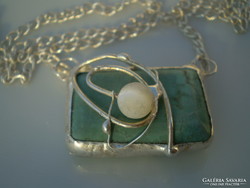 ​Soldered, socketed turkenite, shell pearl necklace