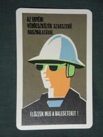 Kártyanaptár, 20 éves Munkavédelmi felügyelet,grafikai rajzos,védőezköz,plakát reklám, 1970 ,  (1)
