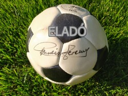 Autographed original leather football soccer ball signed by Ferenc Puskás, the captain of the golden team