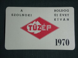 Kártyanaptár, Szolnok Tüzép építőanyag vállalat, Túrkeve,Martfü,Karcag,Jászapáti, 1970 ,  (1)