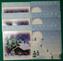 6 db. modern csillámos karácsonyi üdvözlőlap, képeslap borítékkal együtt