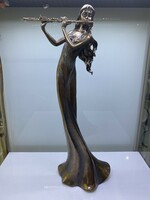 Flute girl bronze statue