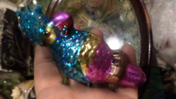 11, 5 cm-es , nagyon színes , új karácsonyfadísz üvegből / papagáj