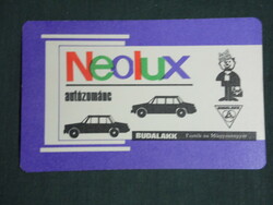 Kártyanaptár, Neolux autózonánc, Budalakk festékgyár, vállalat,grafikai rajzos, címke,1970 ,  (1)