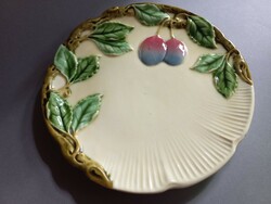 Körmöcbánya majolica small plate, wall plate, plum