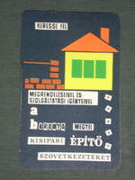 Kártyanaptár, Baranya megyei építőipari szövetkezet,Pécs,grafikai rajzos, 1968 ,  (1)