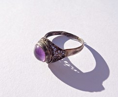 Amethyst stone, adjustable size, 925 silver ring