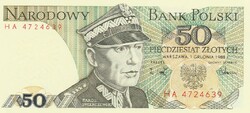 Lengyelország 50 zloty, 1988, UNC bankjegy