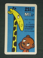 Kártyanaptár, Úttörők a biztonságos otthonért mozgalom,grafikai rajzos, zsiráf,medve, 1968 ,  (1)