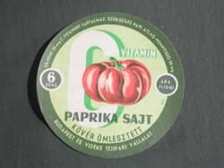 Cheese label, Hungarian dairies, Budapest, Pécs dairies, vitamin c paprika cheese, HUF 10.80