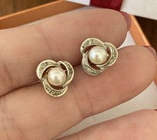 14K gold earrings with pearls - 2.3 g