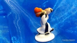 Herend porcelain, figure of a bachelor carrying a heart..Hand painted.