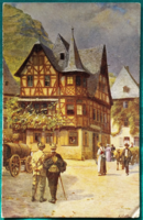 Művész képeslap, Heinrich Hoffmann: Bacharach - az öreg ház, postatiszta