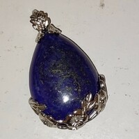 Fabulous lapis lazuli mineral pendant in a metal frame