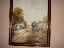 Village landscape, original painting.