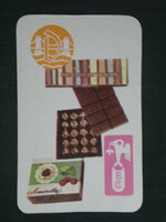 Card calendar, delicatessen chocolate factory, Budapest, bonbons, graphic, drawings, 1969, (1)