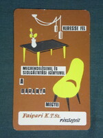 Kártyanaptár, Baranya megyei faipari bútor Ktsz, Pécs, grafikai rajzos, 1968 ,  (1)