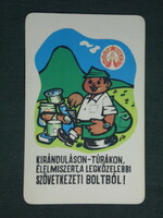 Card calendar, cooperative food abc store, graphic artist, humorous, hiker, 1968, (1)