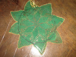 Charming hand-crocheted green Christmas star-shaped tablecloth