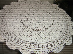 Beautiful antique handmade crochet snow white floral patterned tablecloth