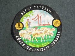 Cheese label, Hungarian dairies, Budapest, Pécs dairies, Hortobágy cheese, HUF 9.60