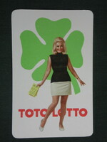 Kártyanaptár, Totó Lottó szerencsejáték, erotikus női modell, 1969 ,  (1)
