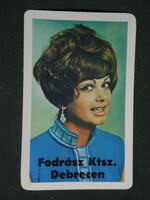 Kártyanaptár,Fodrász Ktsz,Debrecen,erotikus női modell, 1970 ,  (1)