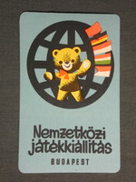 Kártyanaptár, Triál játékáruház, nemzetközi játék kiállítás ,Budapest,grafikai rajzos,, 1968 ,  (1)