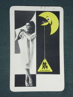 Kártyanaptár, Állami Áruház,ruházat,divat,erotikus női modell,grafikai rajzos,hold, 1968 ,  (1)