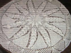Beautiful antique hand crocheted snow white round tablecloth