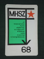 Card calendar, mhsz national defense, politics, mszmp ix. Congress, 1968, (1)