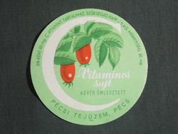 Cheese label, Hungarian dairies, Budapest, Pécs dairies, vitamin cheese, HUF 9.60