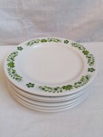 6db Alföldi  zöld magyaros mintás porcelán lapos tányér