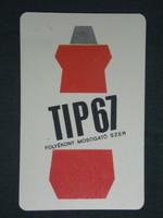 Kártyanaptár, TIP 67 mosogató szer, nővényolaj mosószer gyártó vállalat,grafikai rajzos, 1968 ,  (1)