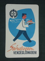 Kártyanaptár, Szövetkezeti vendéglő,étterem,grafikai rajzos,humoros, pincér, 1968 ,  (1)