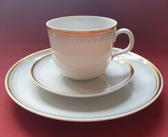 Kahla német porcelán reggeliző szett kávés teás csésze csészealj kistányér arany széllel