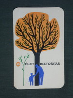 Kártyanaptár, Állami Biztosító ,grafikai rajzos, élet biztosítás,1965 ,  (1)