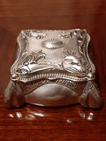 Specially shaped silver-plated jewelry box with plush lining inside