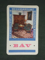 Kártyanaptár, BÁV bizományi áruház, antik bútor, 1966 ,  (1)