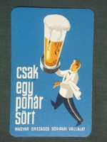 Kártyanaptár, Söripari vállalatok, sörgyár ,grafikai rajzos,pincér, 1967 ,  (1)