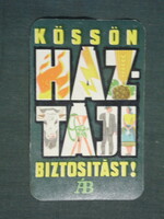 Kártyanaptár, Állami Biztosító, háztáji biztosítás,grafikai rajzos, 1961 ,  (1)
