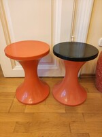 2 orange and black retro pille chairs, basic small furniture for retro interiors