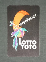 Kártyanaptár, Totó Lottó szerencsejáték,grafikai rajzos, papagáj, 1966 ,  (1)