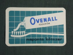 Kártyanaptár, OVENALL fogkrém ,grafikai rajzos, háztartási kozmetikai vállalat, 1965 ,  (1)
