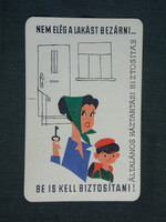 Kártyanaptár, állami biztosító, lakás biztosítás, grafikai rajzos, 1963 ,  (1)