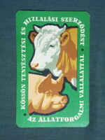 Kártyanaptár, Állatforgalmi vállalat állattenyésztés ,grafikai rajzos, malac,tehén, 1965 ,  (1)