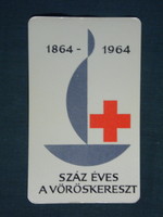 Kártyanaptár, 100 éves Magyar Vöröskereszt, grafikai rajzos, 1964 ,  (1)