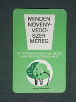 Kártyanaptár,Magyar Vöröskereszt, egészség megelőzés,nővényvédőszer méreg,grafikai,, 1966 ,  (1)